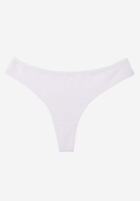 Białe Gładkie Majtki Stringi z Bawełną Chrysile