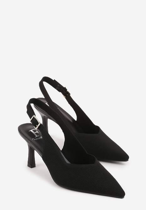 Czarne Plecione Sandały na Szpilce Savapheme 5