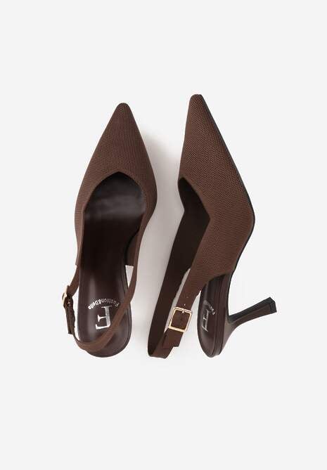 Brązowe Plecione Sandały na Szpilce Savapheme 6