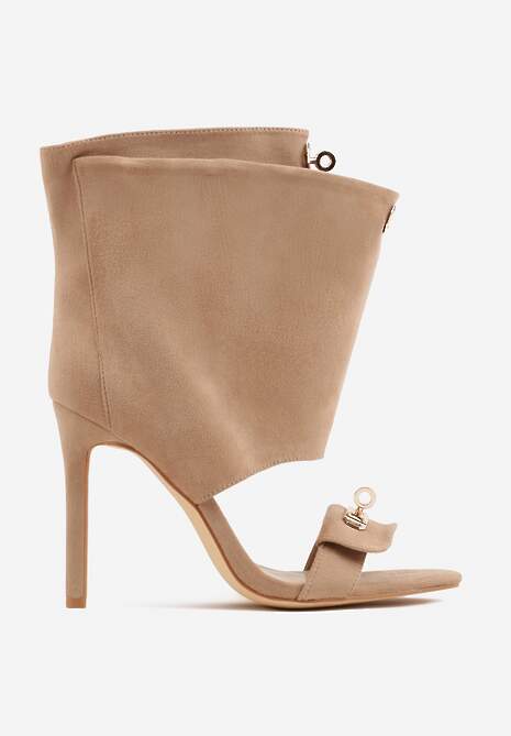 Brązowe Sandały Typu Botki z Metalicznymi Klamrami Zaehlyss 4