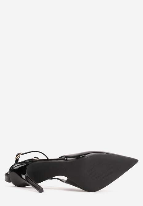 Czarne Sandały Lakierowane na Szpilce z Ozdobnymi Paskami  Murilea 7