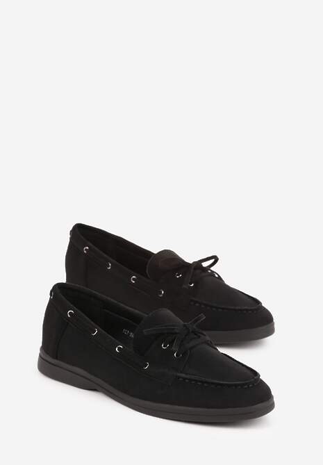 Czarne Mokasyny ze Sznurkiem i Kokardą Samiphia 5