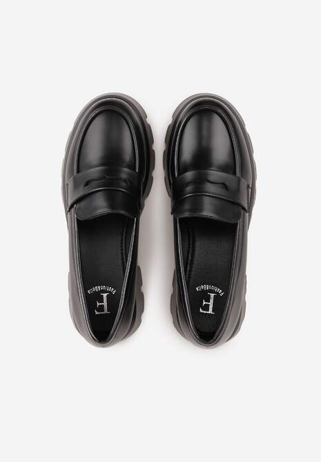 Czarne Mokasyny na Platformie z Tłoczeniem Guinelle 6
