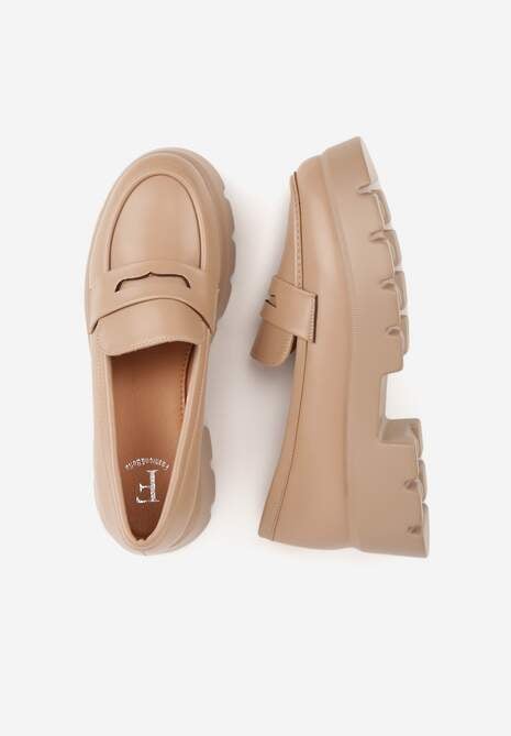 Ciemnobeżowe Mokasyny na Platformie z Tłoczeniem Guinelle 6