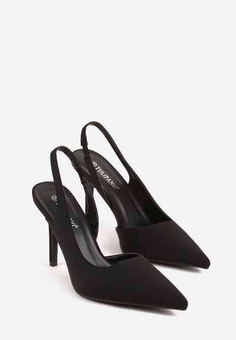 Czarne Casualowe Sandały na Szpilce Typu Slingback Lamigonia 5