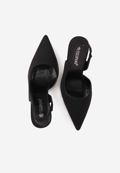 Czarne Casualowe Sandały na Szpilce Typu Slingback Lamigonia 6