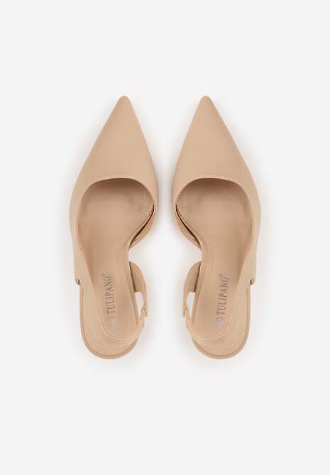 Beżowe Casualowe Sandały na Szpilce Typu Slingback Lamigonia 6