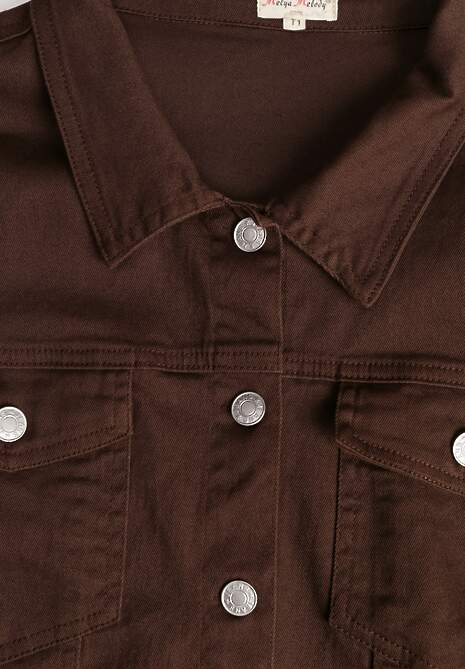 Ciemnobrązowa Jeansowa Kurtka z Bawełny Perilopei 6