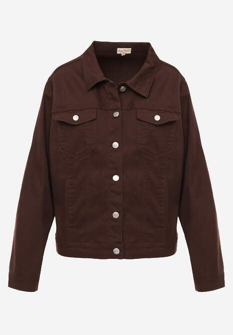 Ciemnobrązowa Jeansowa Kurtka z Bawełny Perilopei 6