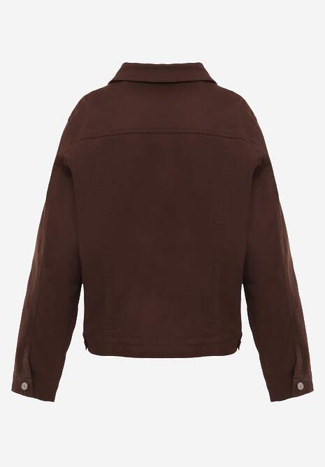 Ciemnobrązowa Jeansowa Kurtka z Bawełny Perilopei 7