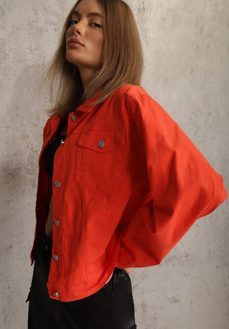 Pomarańczowa Jeansowa Kurtka z Bawełny Perilopei 4