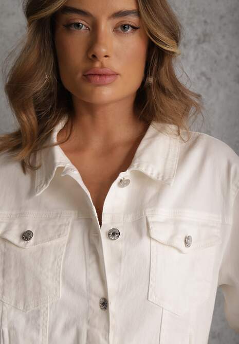Biała Jeansowa Kurtka z Bawełny Perilopei 5