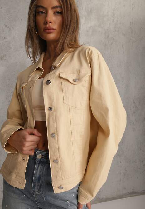 Beżowa Jeansowa Kurtka z Bawełny Perilopei 4