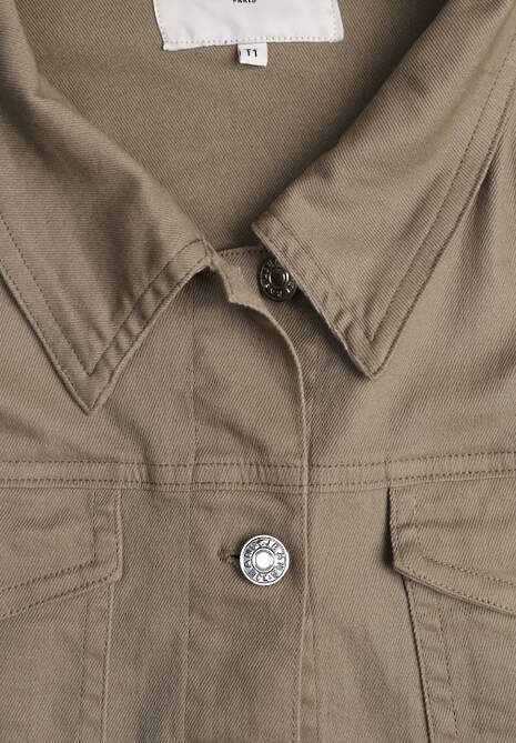 Ciemnobeżowa Jeansowa Kurtka z Bawełny Perilopei 6