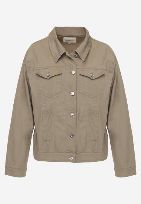 Ciemnobeżowa Jeansowa Kurtka z Bawełny Perilopei 6