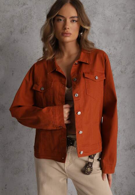 Brązowa Jeansowa Kurtka z Bawełny Perilopei 4