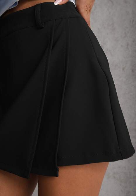 Czarne Asymetryczne Eleganckie Spódnico-Szorty High Waist Tinetha 5