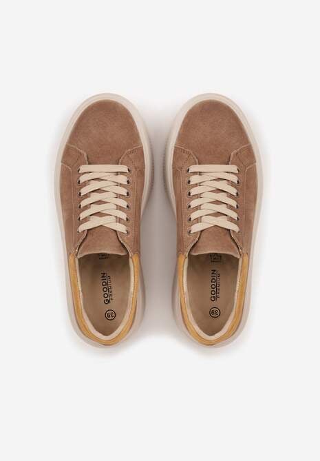 Brązowe Sneakersy na Platformie z Naturalnego Zamszu Latavesa 6