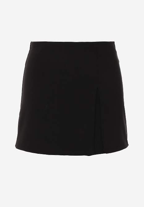 Czarne Spódnico-Spodenki High Waist z Ozdobnym Rozcięciem Sinessei 6