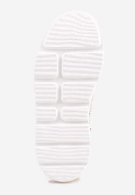 Różowe Perforowane Sneakersy ze Skóry Naturalnej na Platformie i Koturnie Risyla 7