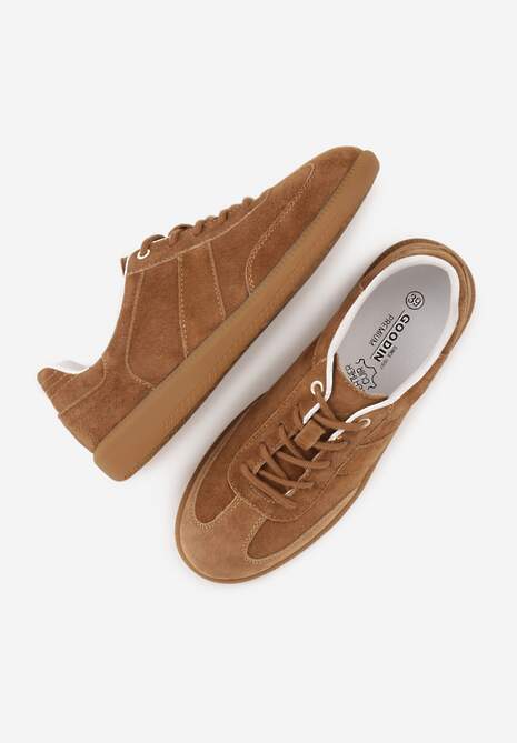 Brązowe Zamszowe Sneakersy z Wkładką ze Skóry Naturalnej w Stylu Tenisówek Adredine 6