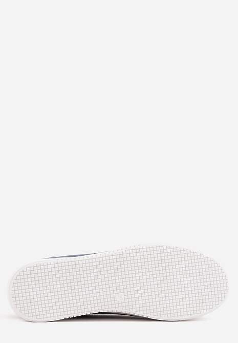 Niebieskie Skórzane Sneakersy na Platformie z Ozdobną Aplikacją z Boku Nesophia 7