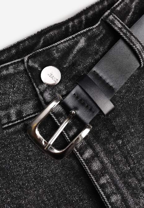 Czarna Spódnica Syrenka z Bawełny Jeansowa High Waist z Paskiem Appala 6