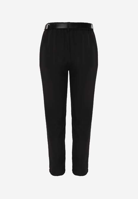 Czarne Spodnie High Waist o Fasonie Cygaretek z Paskiem ze Sprzączką Glaclea 7