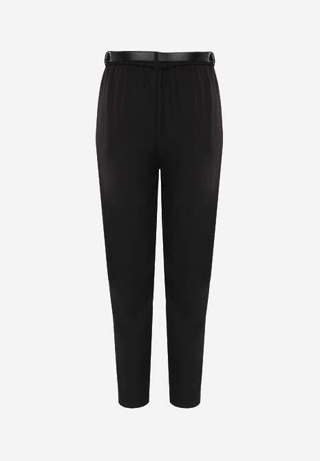 Czarne Spodnie Cygaretki High Waist z Paskiem z Klamrą w Kształcie Półksięzyca Vikinai 7