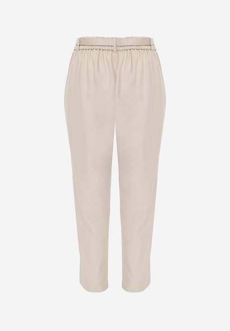 Beżowe Spodnie Cygaretki High Waist z Paskiem z Klamrą w Kształcie Półksięzyca Vikinai 7