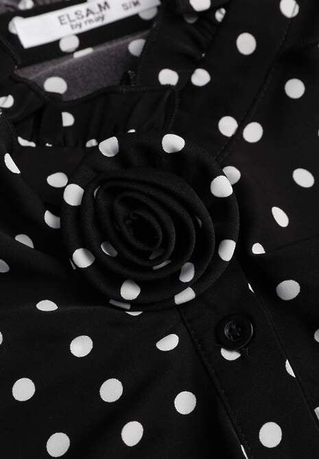 Czarna Falbaniasta Koszula z Wiskozy w Kropki ze Stójką Aegista 6