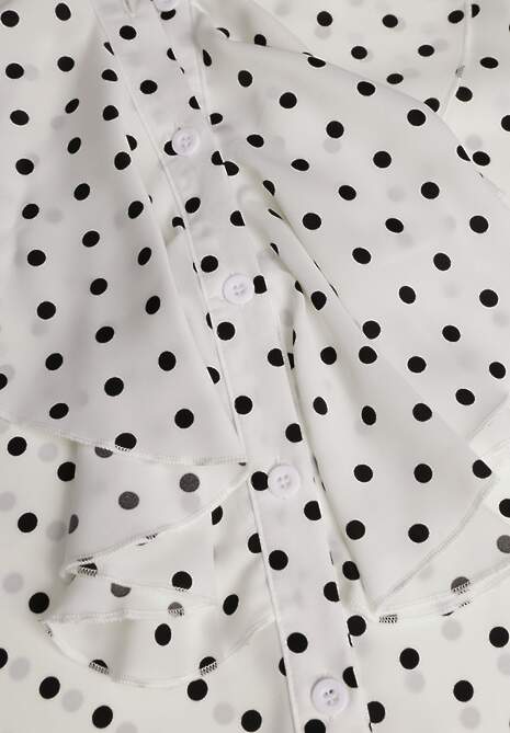 Biała Falbaniasta Koszula z Wiskozy w Kropki ze Stójką Aegista 6