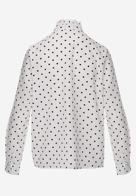 Biała Falbaniasta Koszula z Wiskozy w Kropki ze Stójką Aegista 7