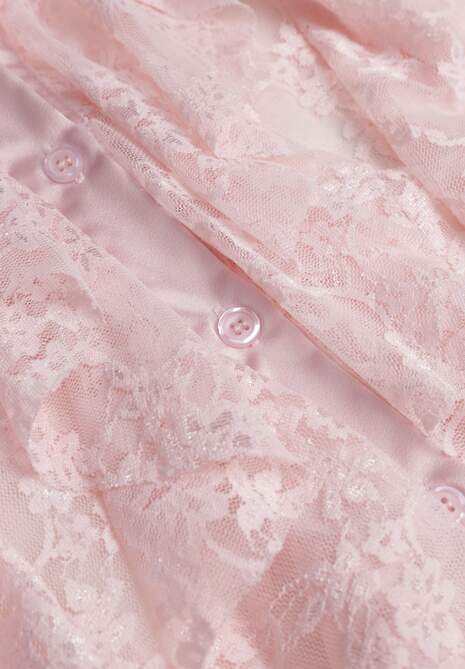 Różowa Wiskozowa Koronkowa Koszula z Bawełną i Falbanami  Oraeno 6