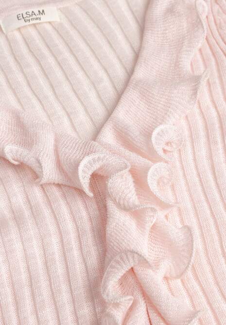 Różowa Bluzka z Wiskozą w Prążki z Falbanami Chionolis 6