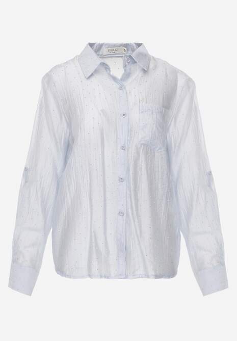 Niebieska Prześwitująca Koszula z Cyrkoniami Arialle 6