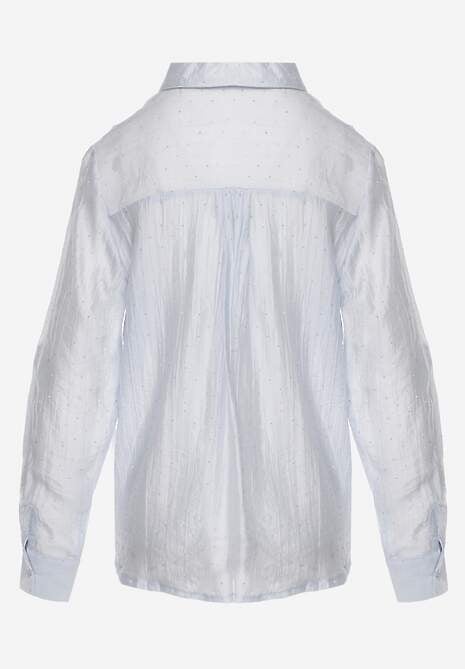 Niebieska Prześwitująca Koszula z Cyrkoniami Arialle 7