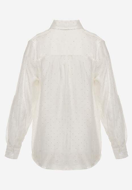 Jasnobeżowa Prześwitująca Koszula z Cyrkoniami Arialle 7