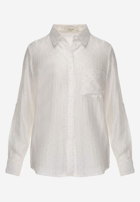 Biała Prześwitująca Koszula z Cyrkoniami Arialle 6