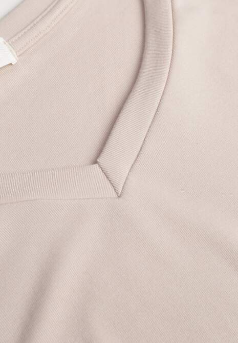 Beżowy Wiskozowy T-shirt z Dekoltem V Eupharis 6