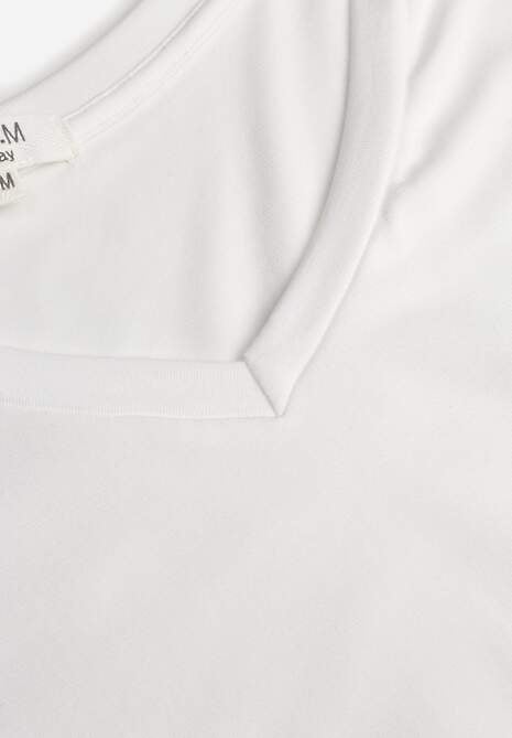 Biały Wiskozowy T-shirt z Dekoltem V Eupharis 6