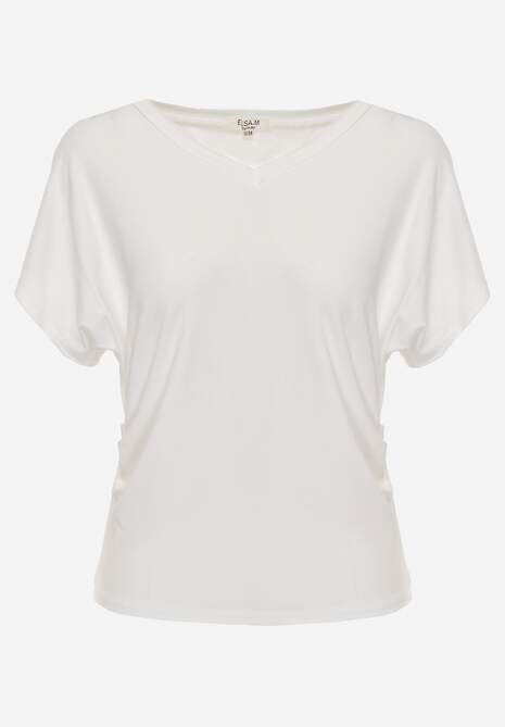 Biały Wiskozowy T-shirt z Dekoltem V Eupharis 6