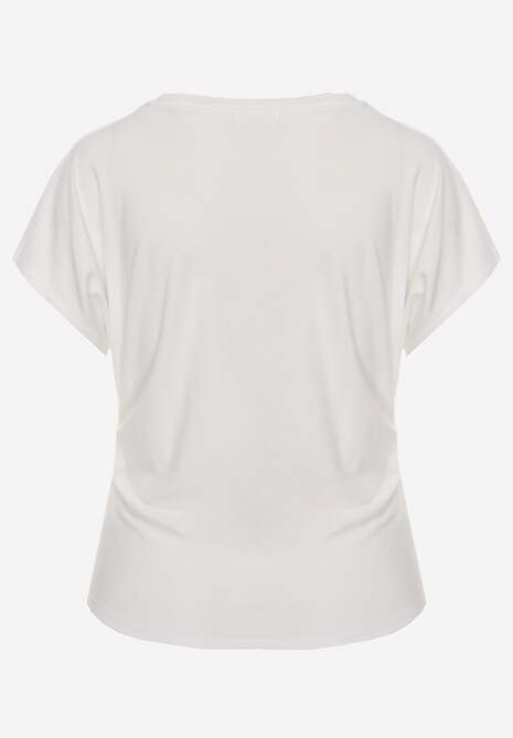 Biały Wiskozowy T-shirt z Dekoltem V Eupharis 7