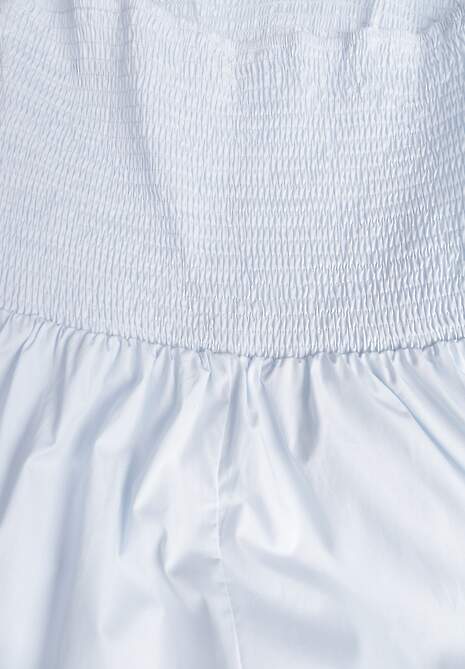 Niebieska Rozkloszowana Sukienka z Bawełny z Gumkami w Biuście i Ramiączkami na Wiązanie Omphoreia 6