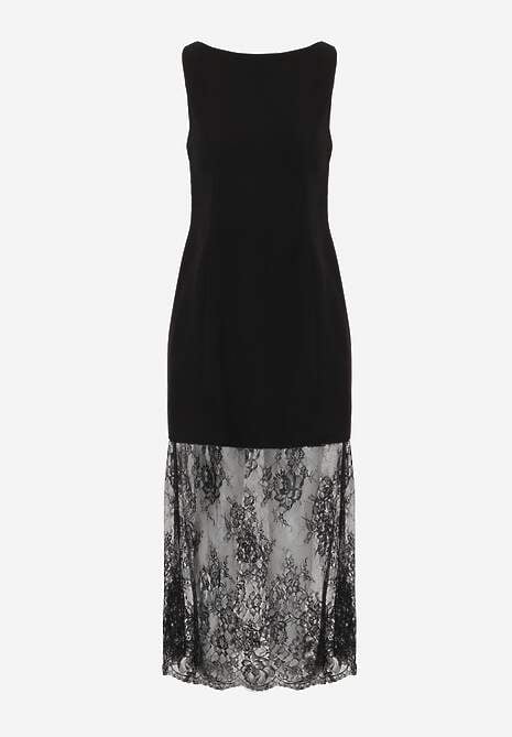 Czarna Sukienka Wieczorowa Bez Rękawów z Koronką u Dołu Moaviie 6