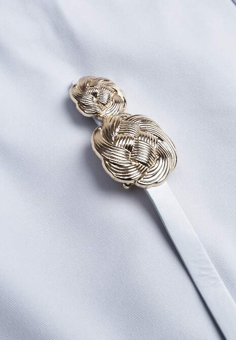 Niebieskie Spódnico-Szorty High Waist Ozdobione Metaliczną Aplikacją i Paskiem Retness 6