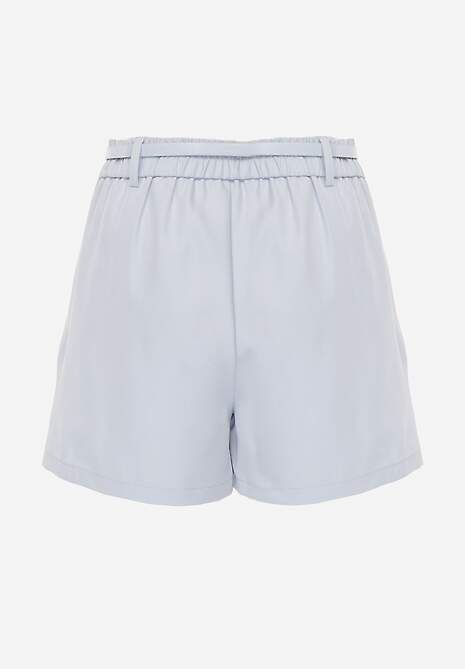 Niebieskie Spódnico-Szorty High Waist Ozdobione Metaliczną Aplikacją i Paskiem Retness 7