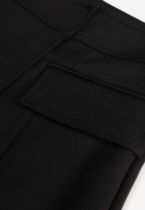 Czarne Asymetryczne Spódnico-Szorty z Bawełną i Imitacją Kieszeni Tinabel 6