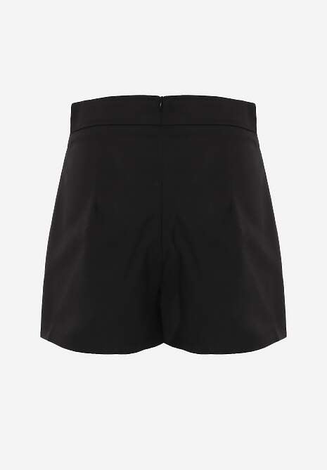 Czarne Asymetryczne Spódnico-Szorty z Bawełną i Imitacją Kieszeni Tinabel 7