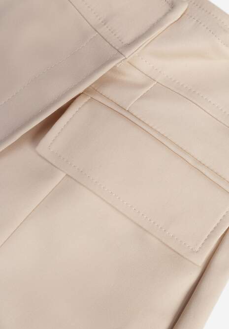 Beżowe Asymetryczne Spódnico-Szorty z Bawełną i Imitacją Kieszeni Tinabel 6